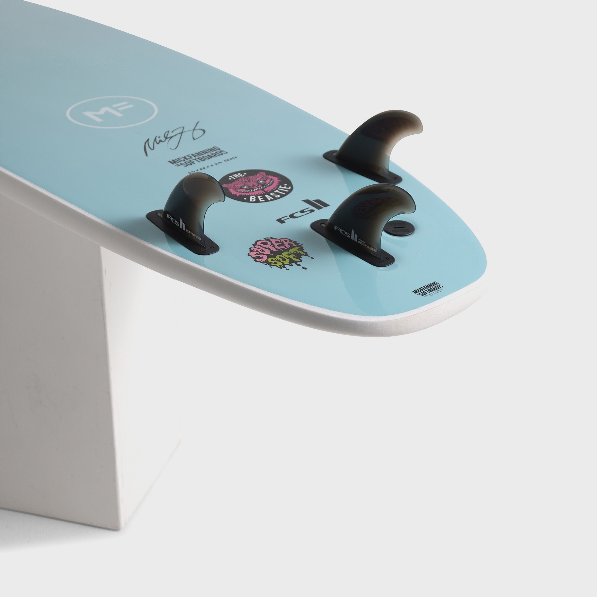 Mick Fanning Beastie Supersoft Surfboard Multi Box 3F - White/Teal