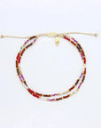 Pineapple Island Berkilau Warm Tone Beaded Anklet - Pink/Brown/Gold