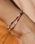 Pineapple Island Berkilau Warm Tone Beaded Anklet - Pink/Brown/Gold