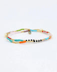 Pineapple Island Berpesta Colourful Golden Hour Beaded Bracelet - Gold/Multi