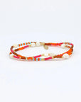 Pineapple Island Tropis Golden Hour Beaded Bracelet - Orange/Pink/White