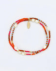 Pineapple Island Tropis Golden Hour Beaded Bracelet - Orange/Pink/White