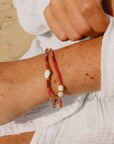 Pineapple Island Tropis Golden Hour Beaded Bracelet - Orange/Pink/White