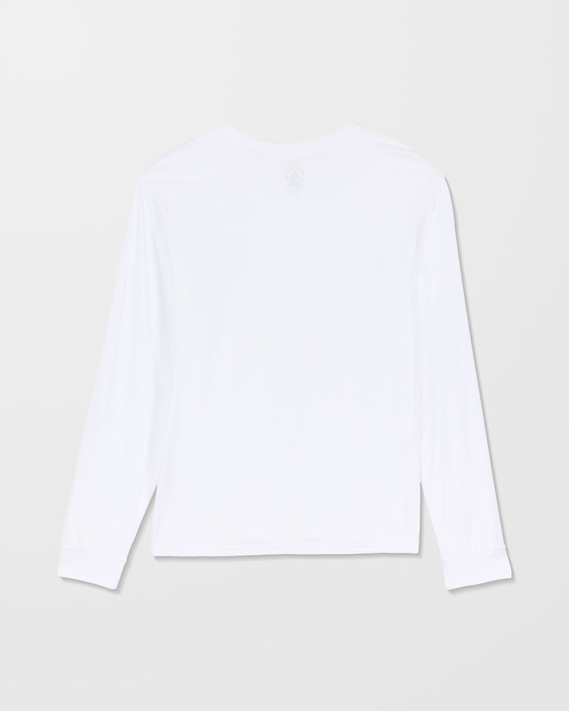 White long-sleeve shirt on a light gray background