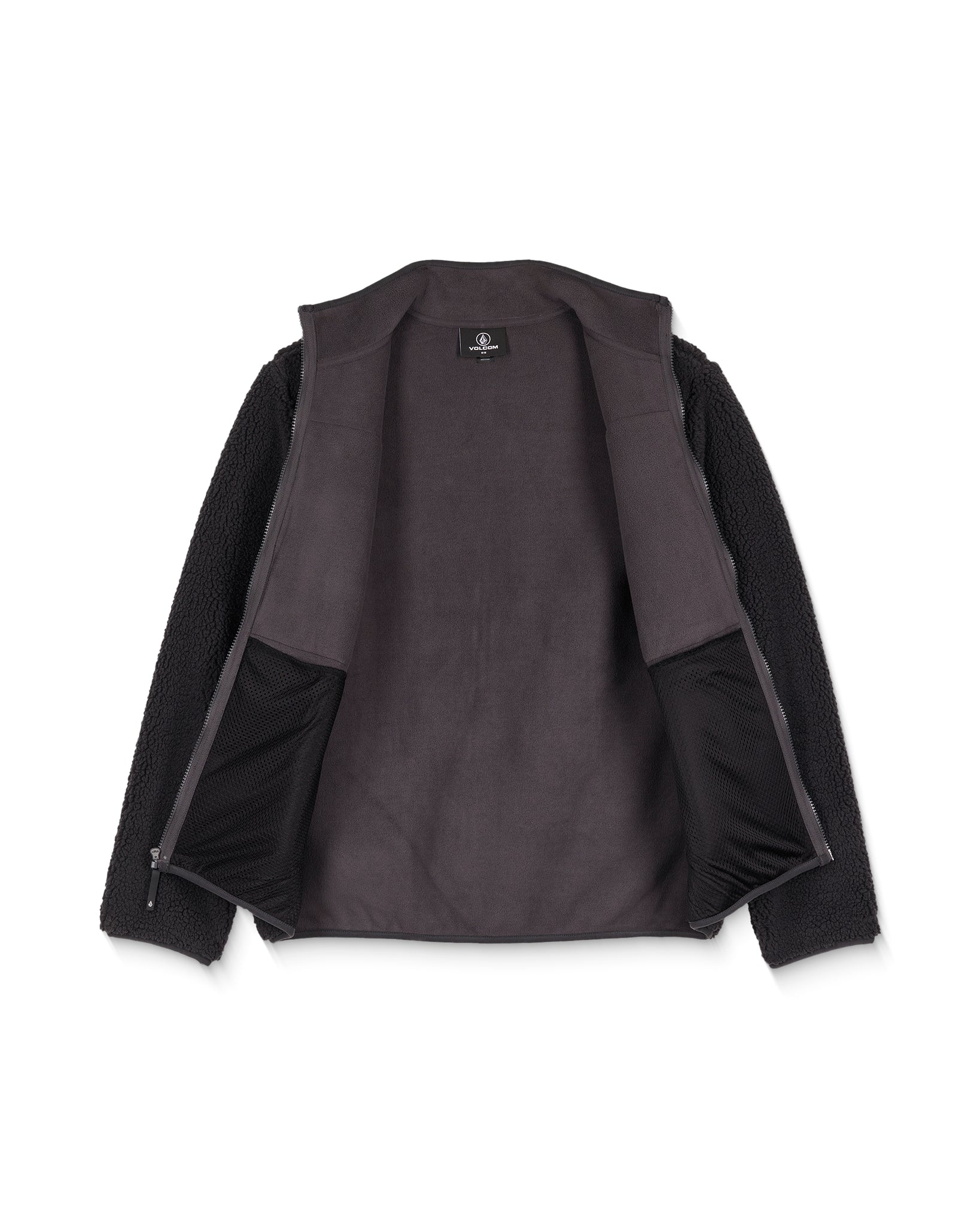 Dark gray jacket with a hood on a white background