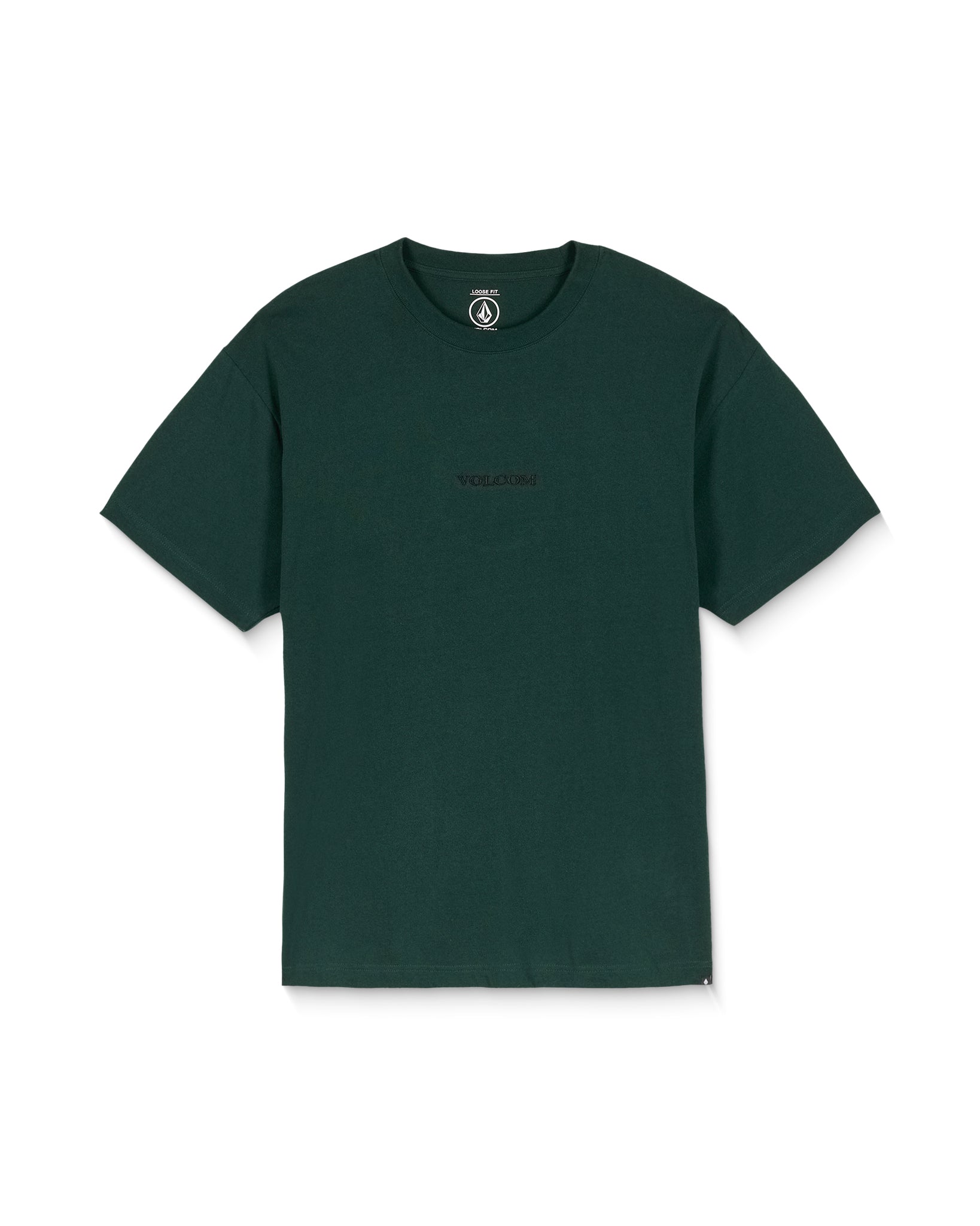 Volcom Dark green t-shirt with a small logo on a white background