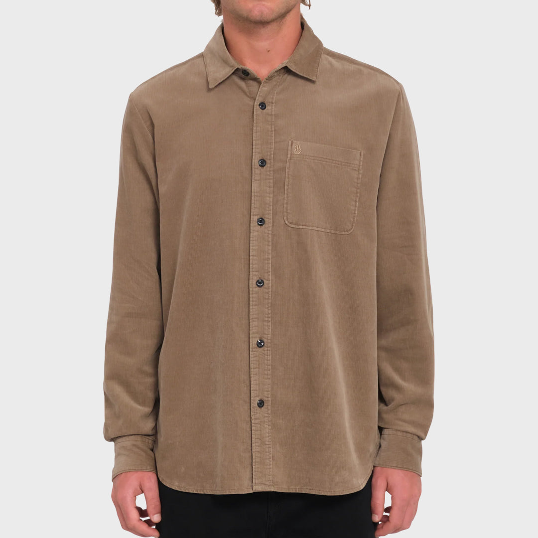 Volcom Mens Zander Long Sleeve Shirt - Teak - ManGo Surfing
