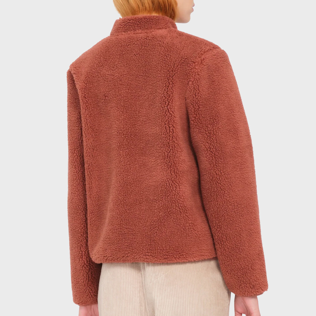 Volcom Womens Wuzer Fuzzar Sherpa Sweatshirt - Chestnut Brown - ManGo Surfing