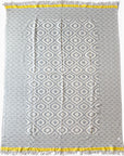 Weavico - Turkish Throw Blanket 100% Cotton - Grey/Yellow