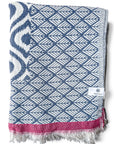 Weavico - Turkish Throw Blanket 100% Cotton - Navy/Red