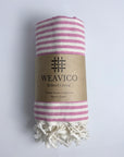 Weavico - Stripe Turkish Beach Towel - 100% Cotton - Fuchsia