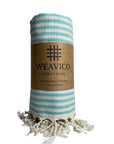 Weavico - Stripe Turkish Beach Towel - 100% Cotton - Turquoise