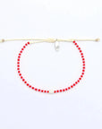 Pineapple Island Mutiara Dainty Beaded Anklet - Red/Pink