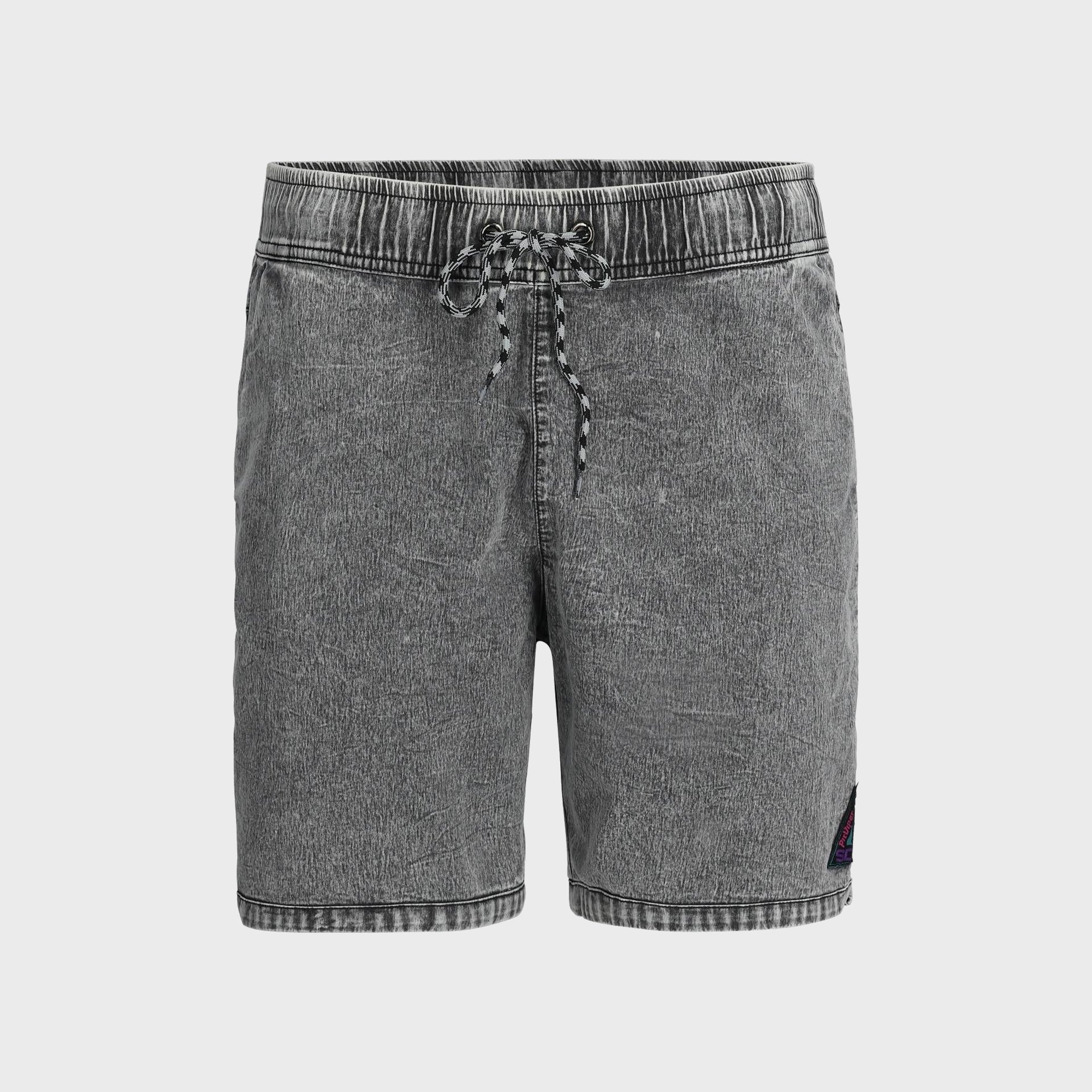 Pit Viper Mens Acid Wash Court Shorts Grey ManGo Surfing