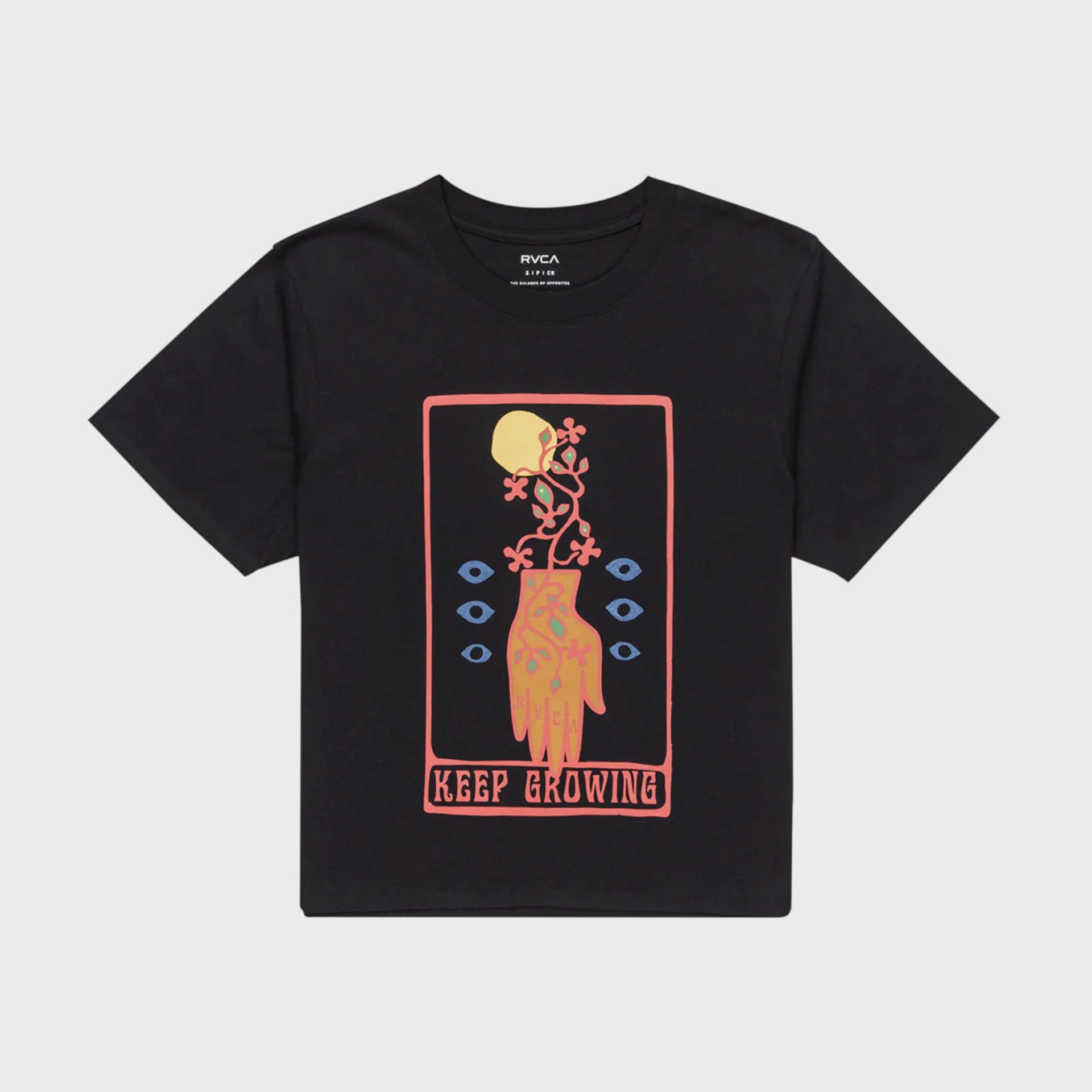 RVCA Womens Keep Growing T-Shirt - Black - ManGo Surfing