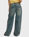 RVCA Womens Loosey Relaxed Jeans - Dusty Blue Wash - ManGo Surfing