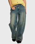 RVCA Womens Loosey Relaxed Jeans - Dusty Blue Wash - ManGo Surfing