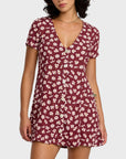 RVCA Womens Understated Buttoned Dress - Cranberry - ManGo Surfing