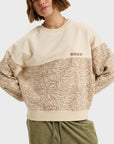 Roxy Womens Gone Wild Block Crew Sweatshirt - Parchment - ManGo Surfing