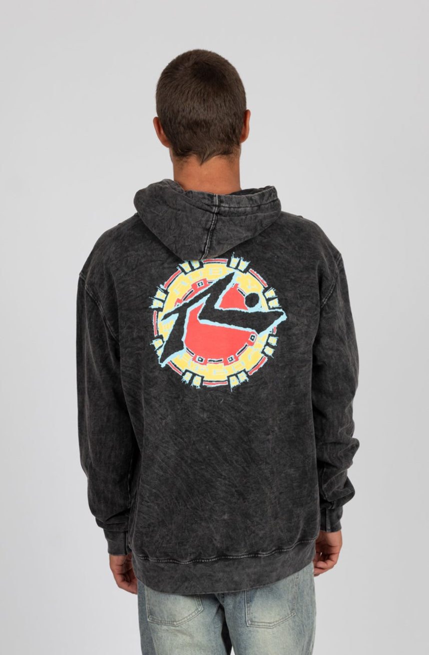 Rusty Mens Stamped Pullover Hoodie - Black Acid Wash - ManGo Surfing