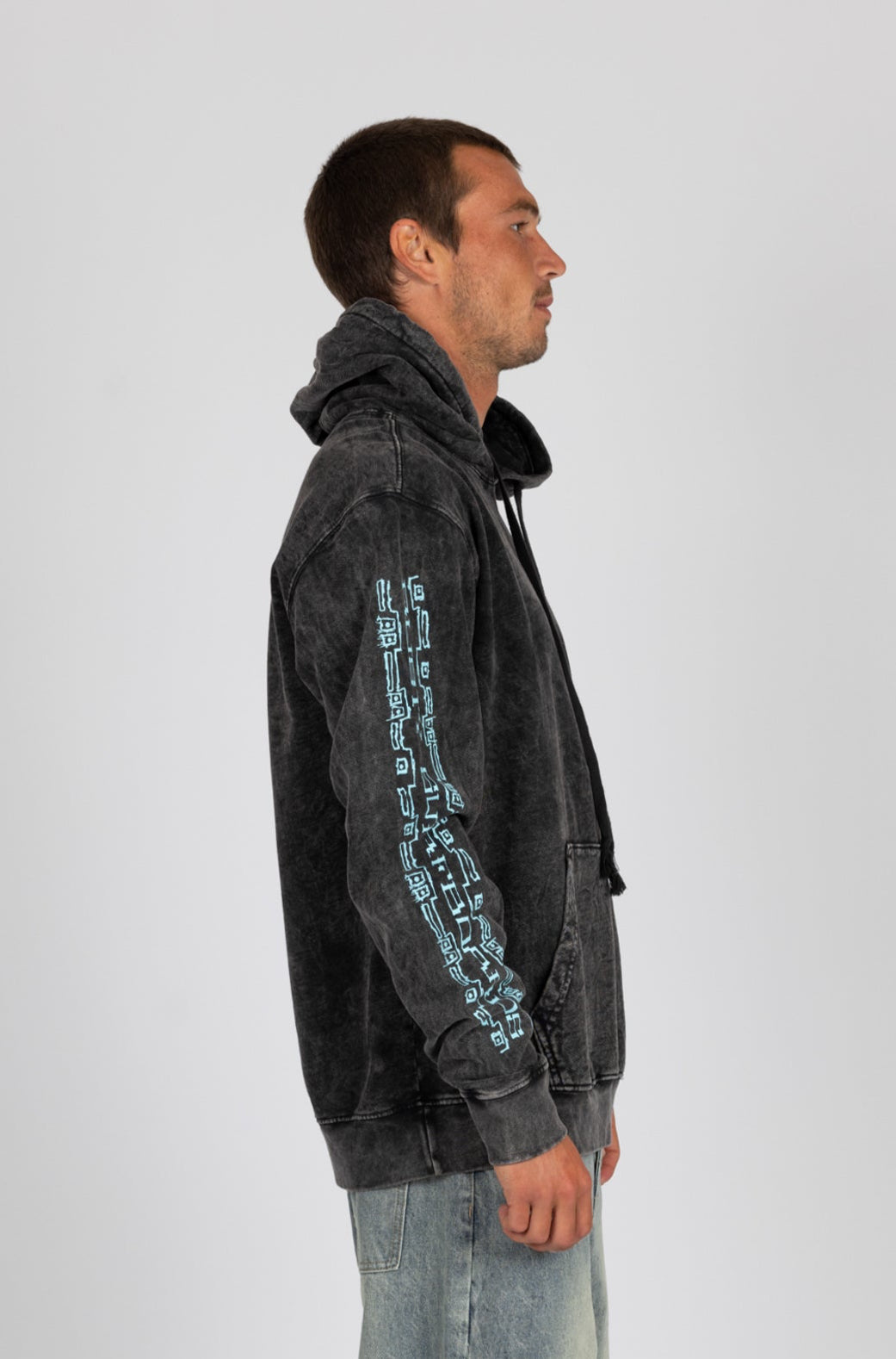 Rusty Mens Stamped Pullover Hoodie - Black Acid Wash - ManGo Surfing