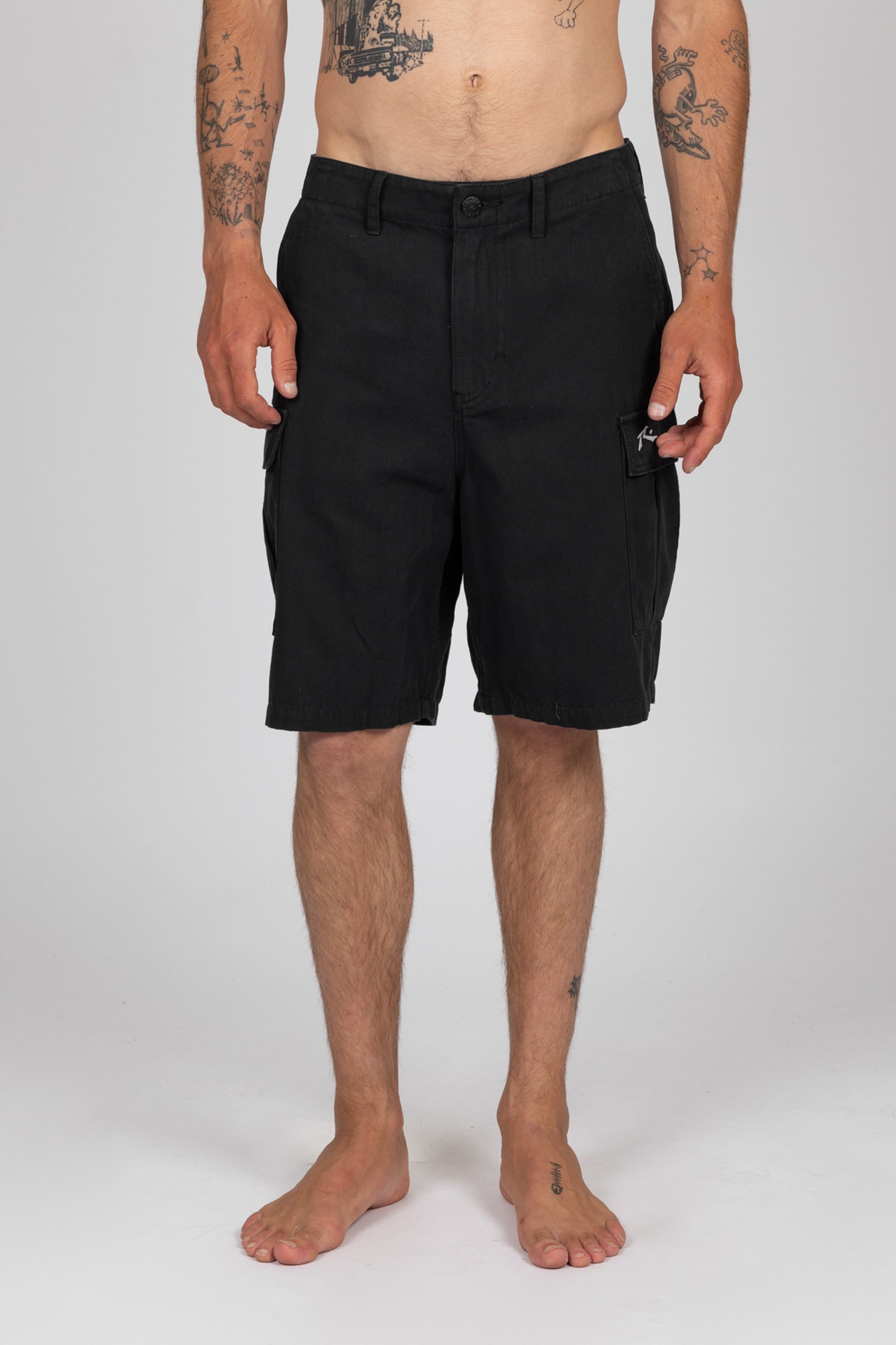 Rusty Mens Baseline Cargo 21" Shorts - Black - ManGo Surfing