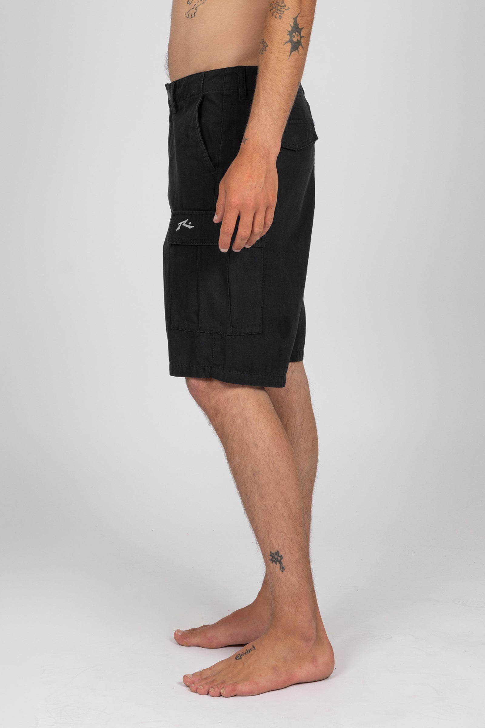 Rusty Mens Baseline Cargo 21" Shorts - Black - ManGo Surfing