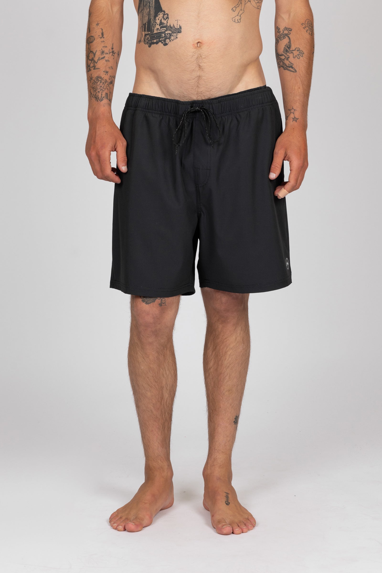 Rusty Mens Baseline Elastic 17" Trunk Shorts - Black - ManGo Surfing