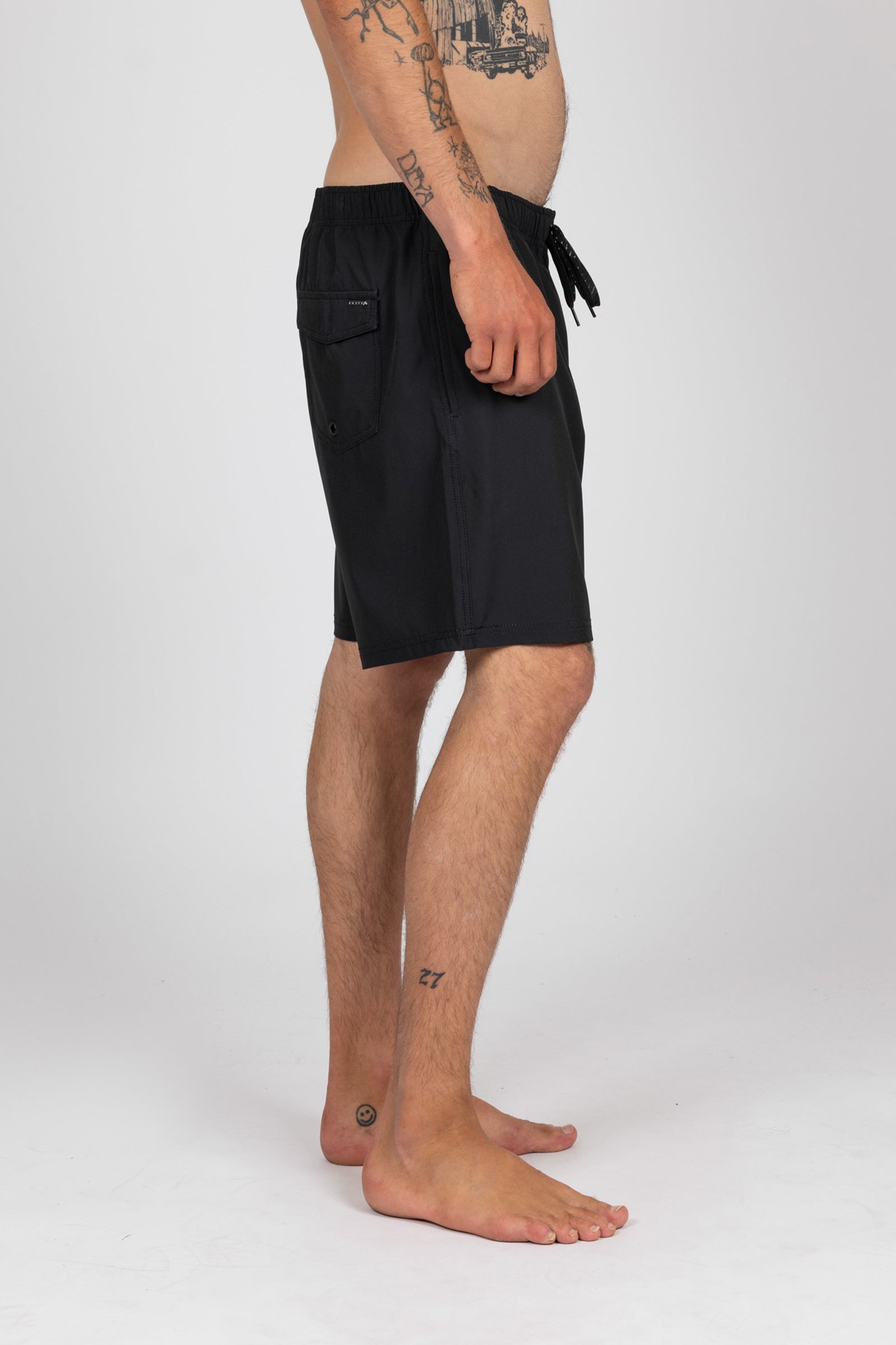 Rusty Mens Baseline Elastic 17" Trunk Shorts - Black - ManGo Surfing