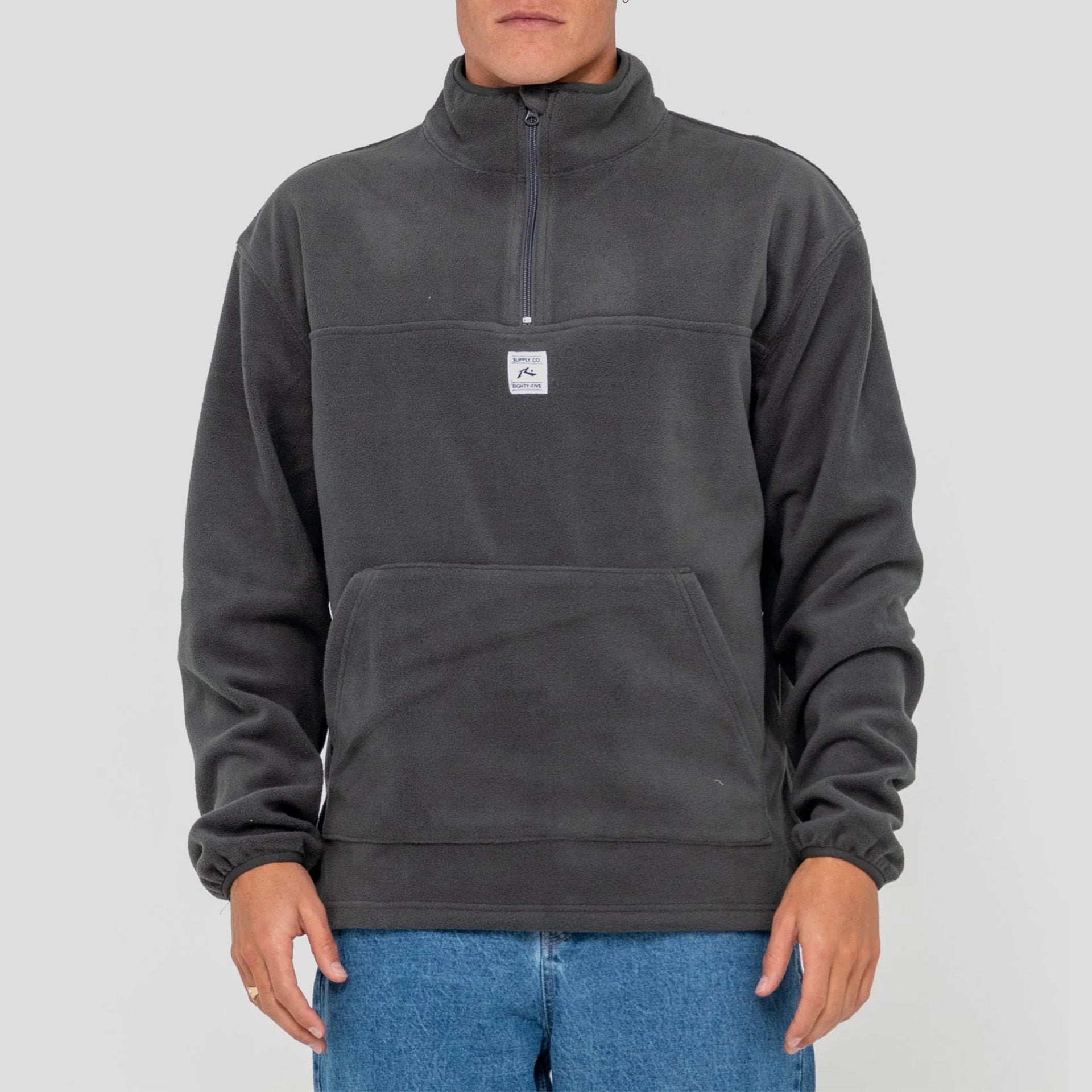 Rusty Core Division Polar Fleece Quarter Zip - Coal - ManGo Surfing