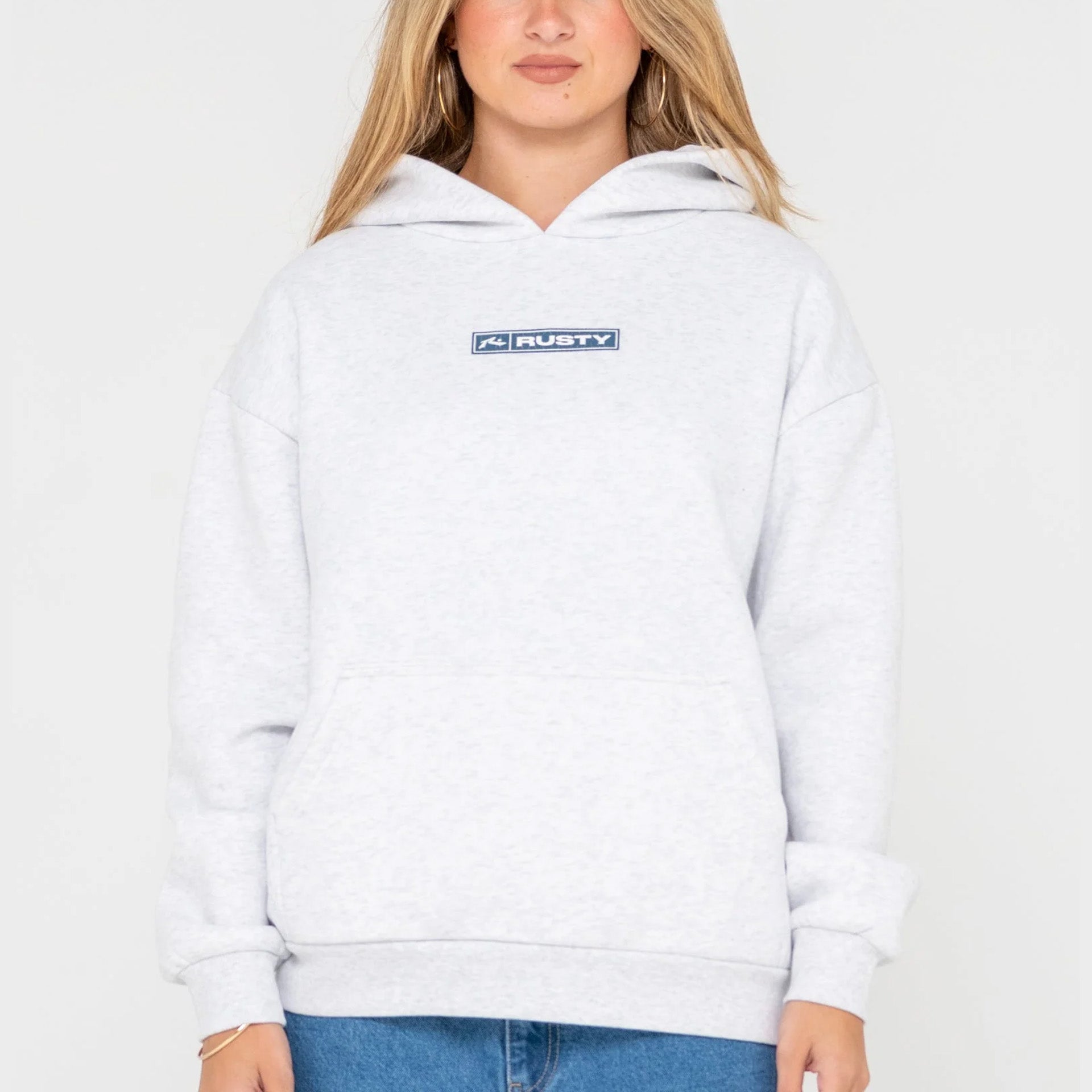 Rusty Womens Essentials Oversized Hooded Fleece - Ecru Marle - ManGo Surfing