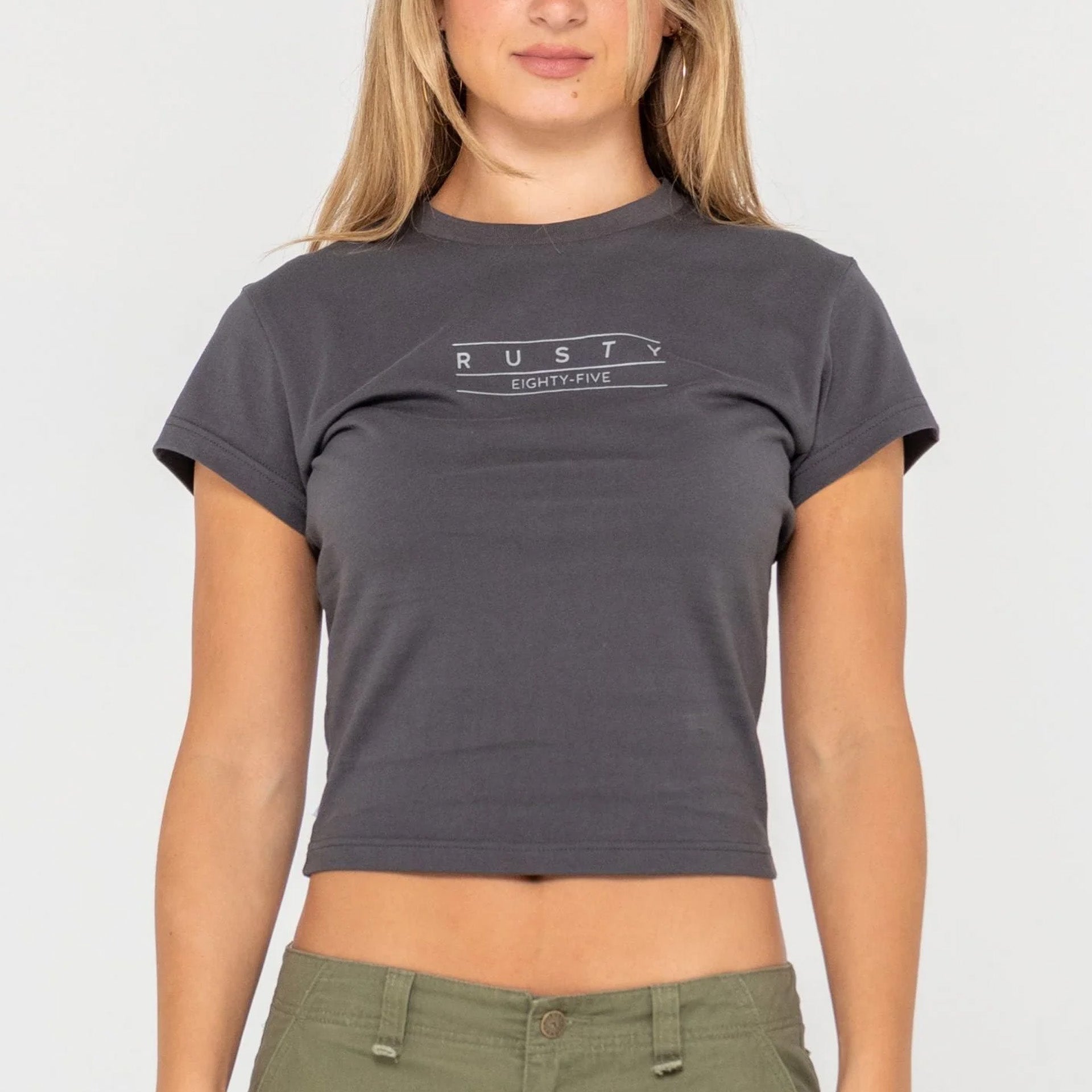Rusty Womens Essentials Skimmer Baby T-Shirt - Carbon - ManGo Surfing