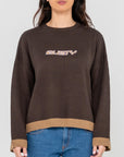 Rusty Womens Rider Relaxed Crew Neck Knit - Java - ManGo Surfing
