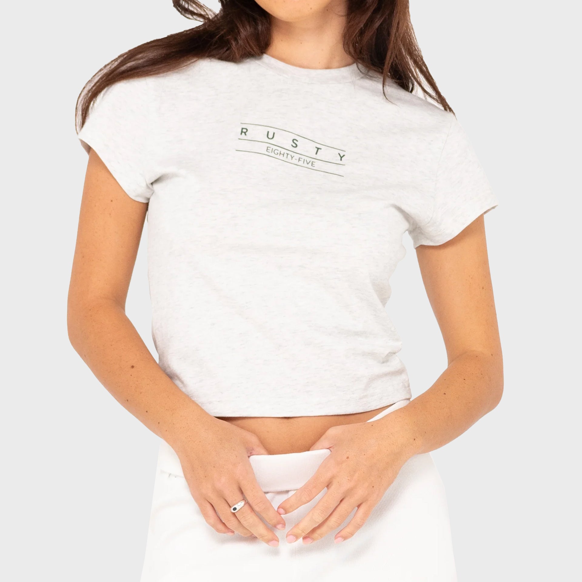 Rusty Womens Rusty Essentials Skimmer Baby T-Shirt - Ecru Marle - ManGo Surfing