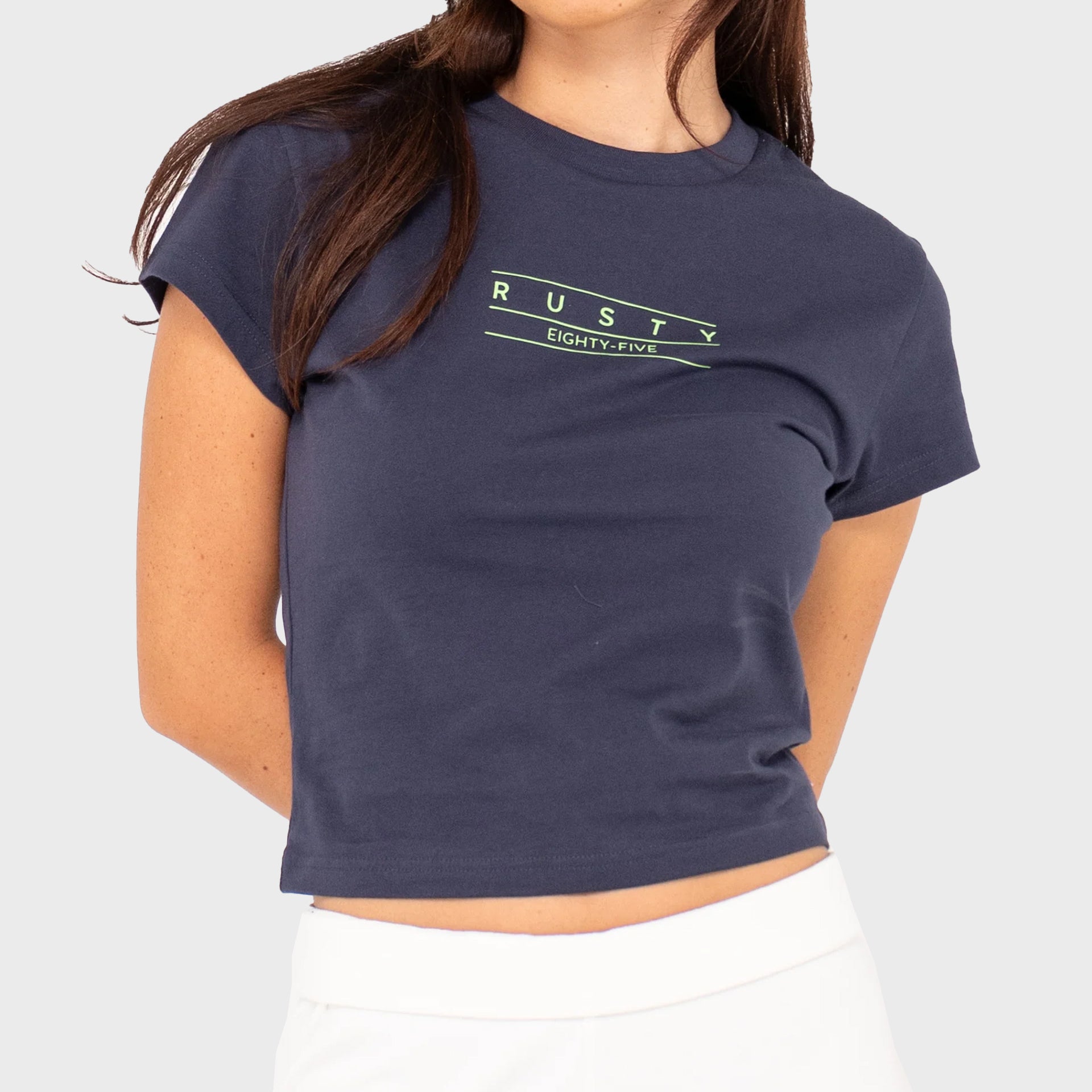 Rusty Womens Rusty Essentials Skimmer Baby T-Shirt - Navy Blue - ManGo Surfing