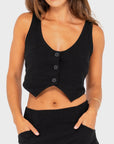 Rusty Womens Sicily Cropped Vest - Black - ManGo Surfing