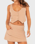 Rusty Womens Sicily Cropped Vest - Oatmilk - ManGo Surfing