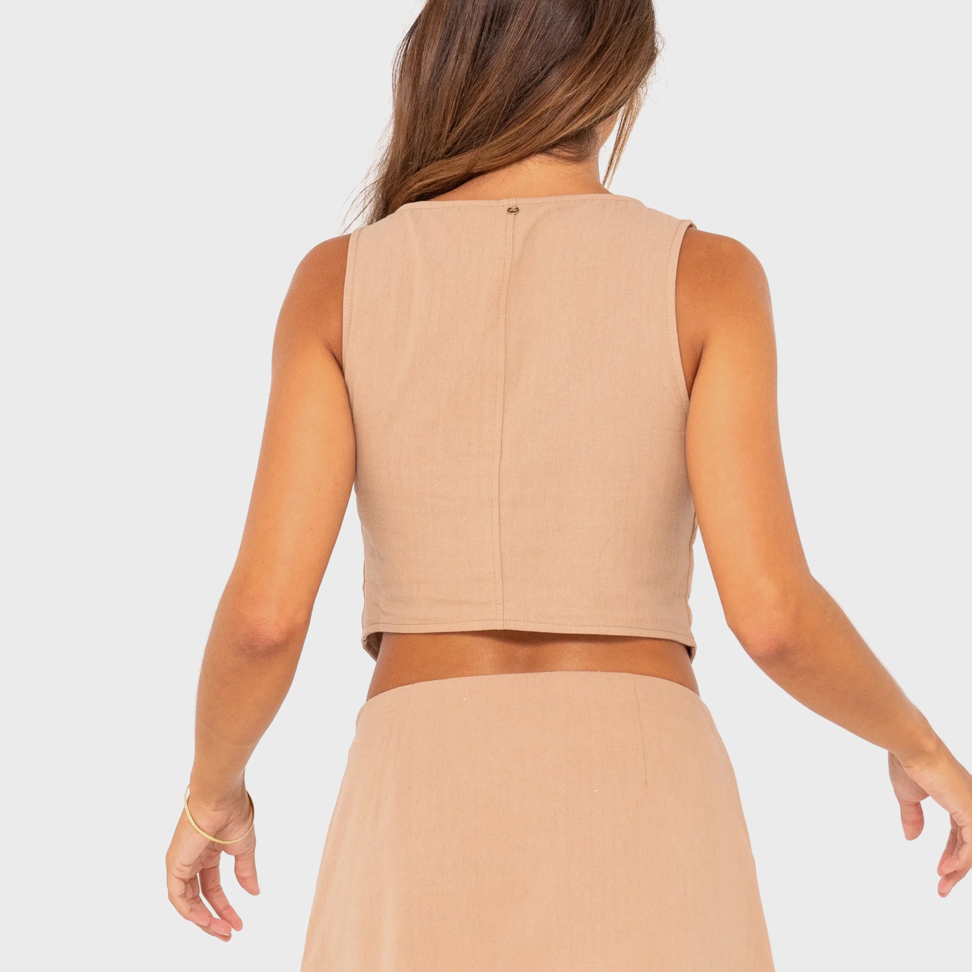Rusty Womens Sicily Cropped Vest - Oatmilk - ManGo Surfing