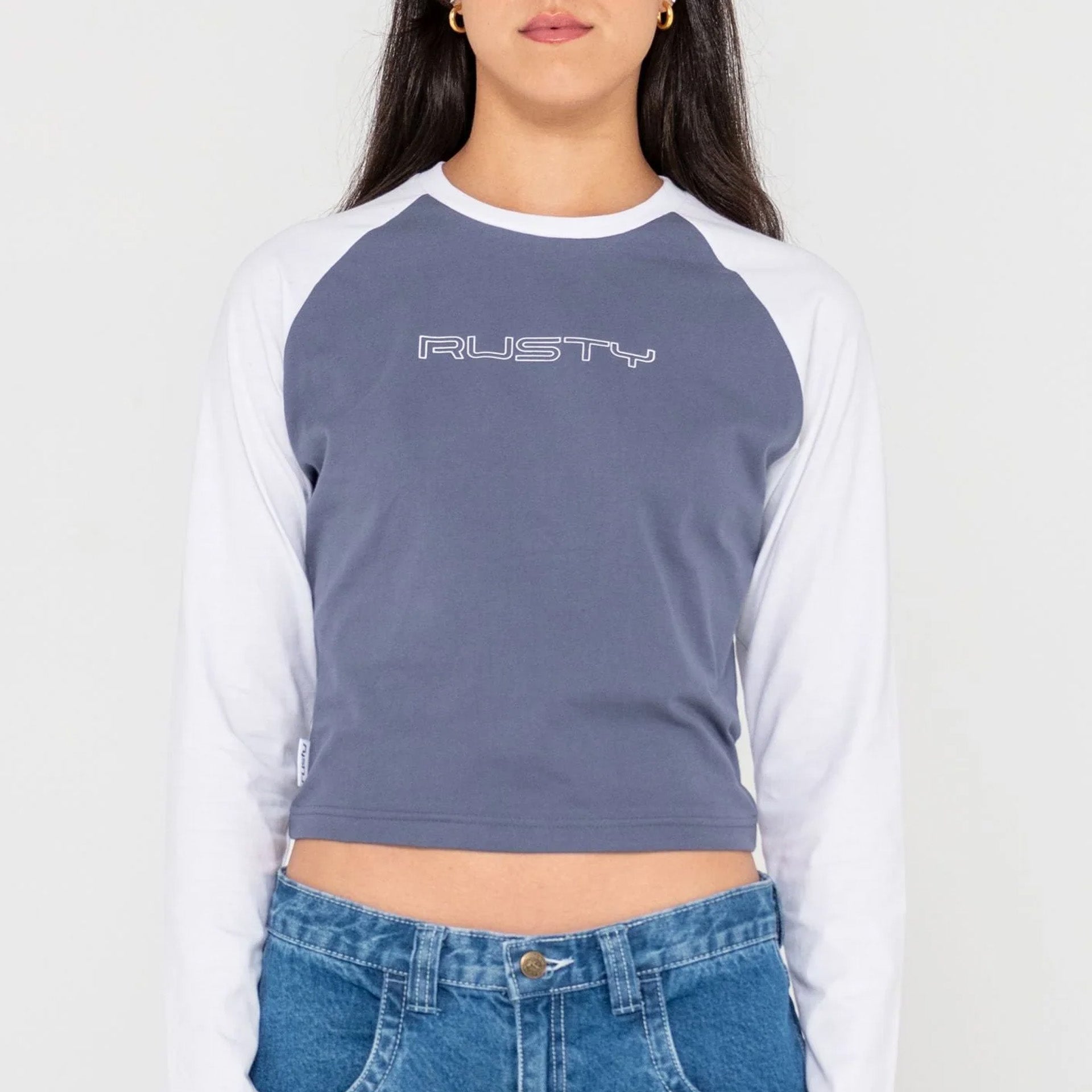Rusty Womens Tekky Long Sleeve Raglan T-Shirt - China Blue - ManGo Surfing