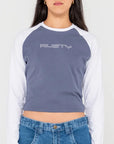 Rusty Womens Tekky Long Sleeve Raglan T-Shirt - China Blue