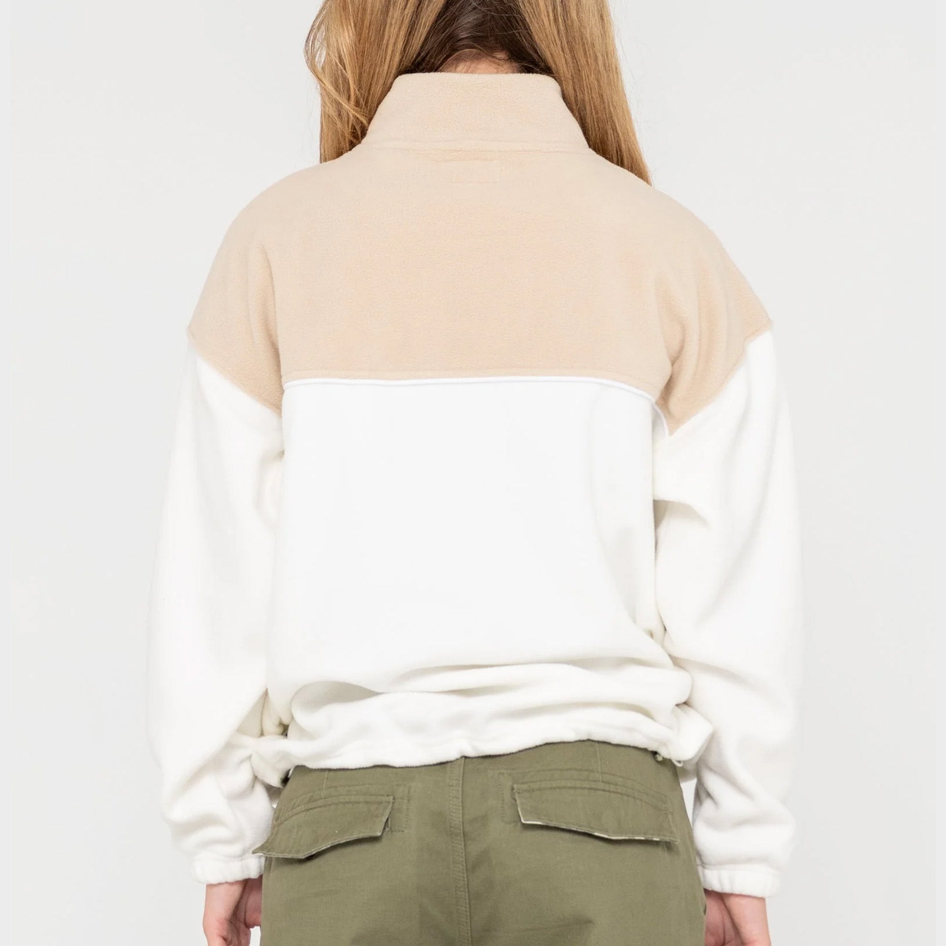 Rusty Womens Tonal Division Half Zip Polar Fleece - Oatmilk - ManGo Surfing