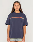 Rusty Womens Wave Rider 2.0 Oversize T-Shirt - Navy Blue