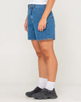 Rusty Womens Cyprus High Denim Shorts - Middy Blue