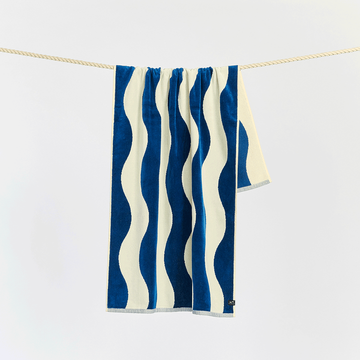 Slowtide Stripe Premium Woven Towel - Deep Pool - ManGo Surfing