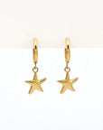 Pineapple Island Starfish Hoop Waterproof Earrings - Gold