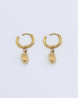 Pineapple Island Sun Hoop Waterproof Earrings - Gold