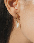 Pineapple Island Cowrie Shell Waterproof Hoop Earrings