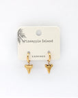 Pineapple Island Shark Tooth Waterproof Hoop Earrings