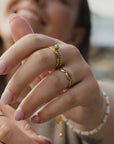 Pineapple Island Turquoise Stone Double Ring - Gold
