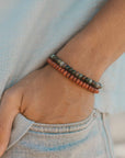 Pineapple Island Alami Elastic Gemstone Bracelet - Red Jasper